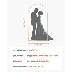 Uimoso Wedding Arch Backdrop Stand Metal 7.2ft Gold Arch Party Event Decor Stand