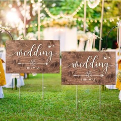 Wedding Direction Signs – 3 Pack Double-Sided Arrow Yard Signs with Metal Stakes