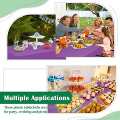 Purple 14 Pack 54 x 108 Inch Plastic Tablecloths, Disposable Rectangle Tablec…