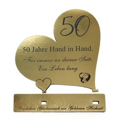 Golden Wedding Gift Wedding Anniversary 50 Years Gold Wedding Heart Decoration 10cm