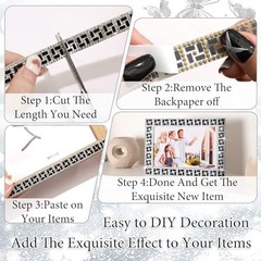 3 Yards Rhinestone Roll Sticker,Black Glass Diamond Ribbon for Style 02: Black