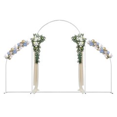 3 Pcs Wedding Backdrop Stand Balloon Metal Shelf For Outdoor Venue Decor White