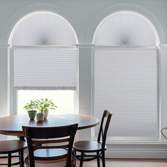Grandekor 2 Pack No Drill Arch Window Shades 48″ Wx24 H Blackout Cordless Hon…