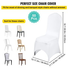 VEVOR 50 PCs White Spandex Chair Covers Wedding Banquet Party Ceremony Hotel Use