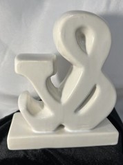White Ceramic 6” And & Ampersand Freestanding Sign Novelty Wedding Prop