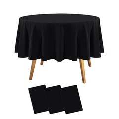 Childom Round Tablecloths, 3 Pack 84 Inch Round Plastic Table Cloths Disposab…