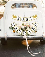 Wedding Banner Decorations Just Married Paper Wedding Garland Supplies Propos…