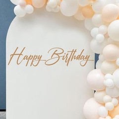 Happy Birthday Party Backdrop Wall Stickers, Champagne Script Lettering with …
