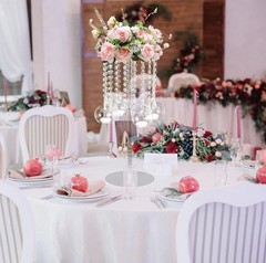 Classic Acrylic Wedding Centerpiece Flower Stand with Hanging Tea Lights
