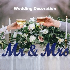 Navy Blue Mr & Mrs Sign Wedding Table Large Wooden Letters Wedding Decoration