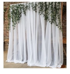 White Chiffon Wedding Backdrop Curtain 10ft x 7ft Wrinkle-Free Set of 2