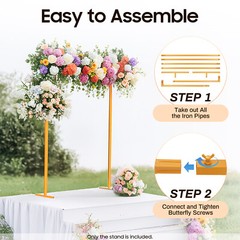 Square Wedding Arch, Gold Metal Framework Heavy Duty Backdrop Stand Garden