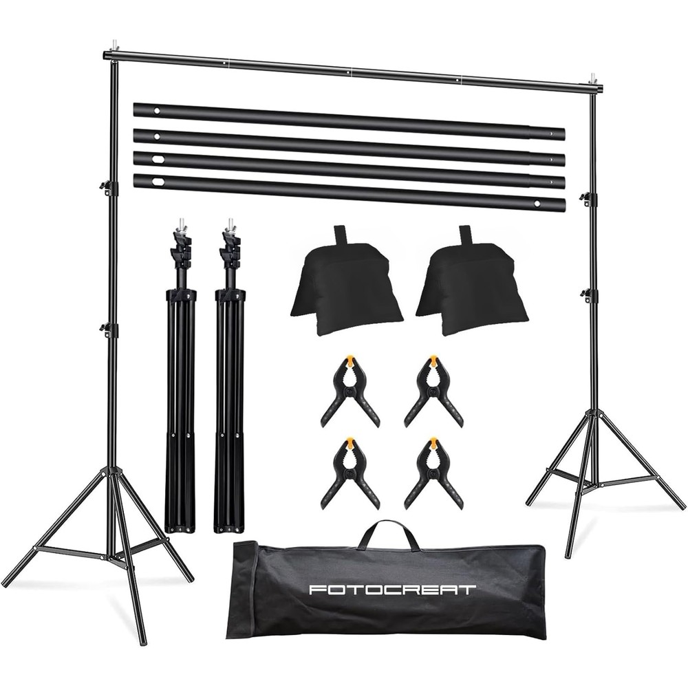 10×6.5ft Adjustable Backdrop Stand Kit, Heavy Duty Photography Background Sup…