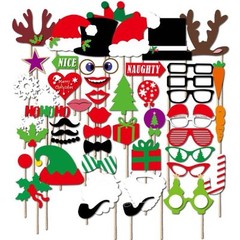 Christmas Photo Booth Props, 50 pcs, Attached NO DIY NEEDED, Ships Fast US