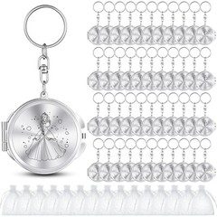 Nosiny 50 Sets Quinceanera Party Favor for Guests Silver Compact Mirror Keych…