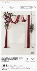 Ling’s moment Romantic Marsala Wedding Arch Decor Set: Drapes & Flowers