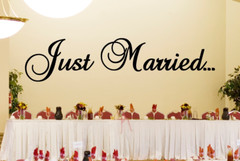Just Married Wedding Wall Decor Vinyl Sticker Decal 14″h x 60″w