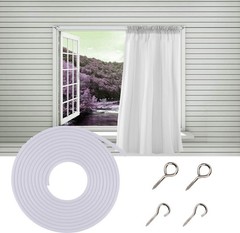 Gocelyn 2 Pack 3-Meter White Curtain Wire Kits with 10 Stainless Steel Curtai…