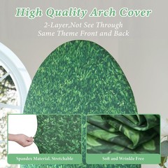 7.2 ft Green Leaves Arch Backdrop Cover, Wrinkle Free Stretchy Spandex Greene…