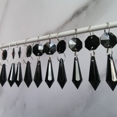 30pcs L58mm Black Drop Pendant Acrylic Octagonal Bead Garland Chandelier Hanging