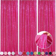 Sparkly Hot Pink Sequin Backdrop Curtain 6FTx8FT – 3 Pack