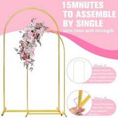 6FT Arch Backdrop Stand, Gold Metal Arch Stand Backdrop | Easy Assembly, 6 FT