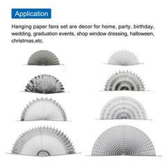 Hanging Paper Fans Party Set 8Pcs Decoration for Birthday(Silver White)