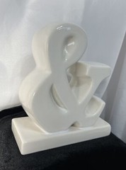 White Ceramic 6” And & Ampersand Freestanding Sign Novelty Wedding Prop