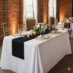 YCC Linens – 5 Pack 14 x 108 Inch L’amour Satin Table Runners for Weddings