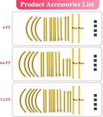3Pcs Gold Metal Wedding Arch Frames 6ft 6.6ft 7.2ft Party Backdrop