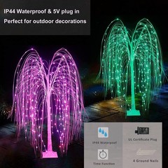 6Ft LED Lighted Tree Weeping Willow Tree Outdoor, 18 Colors Changing Light Up…
