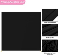Wedding Arch Cover Black 6.6FT x 6.6FT Square Spandex Arch Backdrop Cover