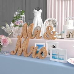 Rose Gold Wooden Mr & Mrs Signs & Just Married Banner Wedding Decorations