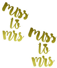 2x Hanging Gold Letter SignsMiss to Mrs – for Weddings Includes Gold Thread