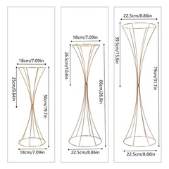 3Pcs Hourglass Wedding Flower Stand – Gold, Different Sizes, Table Centerpieces