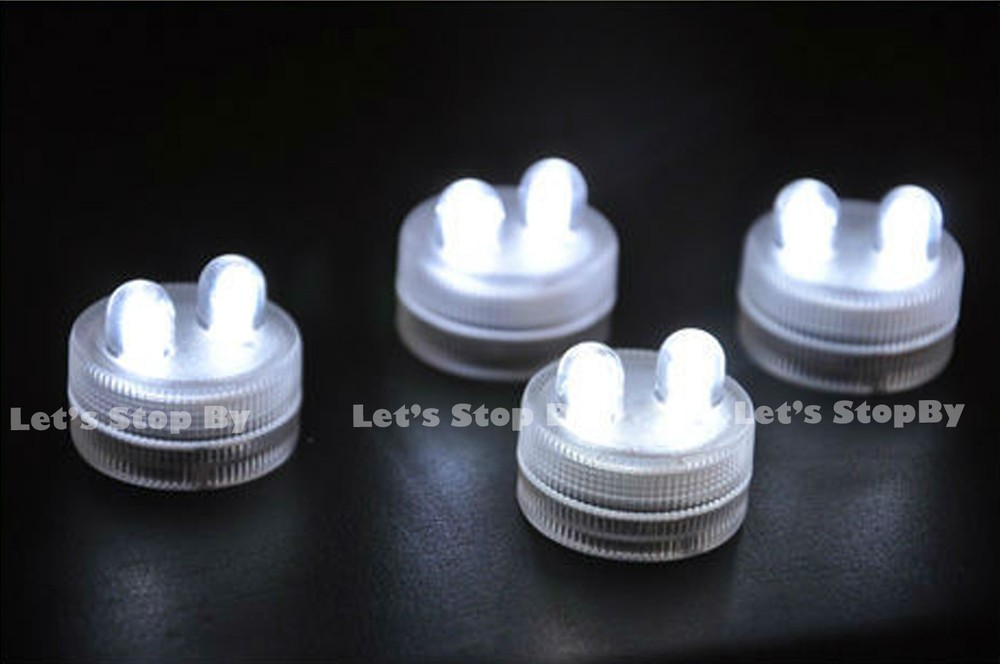 10 WHITE SUPER Bright Dual LED Tea Light Submersible Floralyte Party Wedding