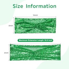 50 Pcs Sequin Chair Sashes Glitter Sequin Sashes Bands Decorative 50 PCS Green
