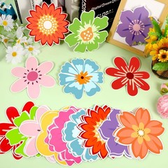 Konsait Flower Cutouts, 63Pcs Colorful Flower Paper Cutouts for Bulletin Boar…