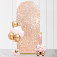 Arch Backdrop Cover 6.6FT Gold Sequin Covers Wedding Spandex Fitted Arch Covers