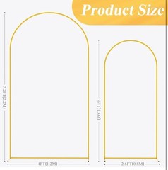 Gold Metal Arch Backdrop Stand Set – 7.2FT & 6FT for Wedding Party Decor