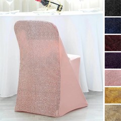 Spandex Stretchable Glittered Metallic Back Folding Chair Covers Slipcover Event