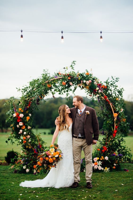 Round Metal Wedding Arch Frame White Garden Arbors Party Flowers Backdrop Stand