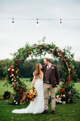 Round Metal Wedding Arch Frame White Garden Arbors Party Flowers Backdrop Stand