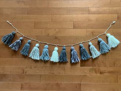 Gray Tassel Garland Yarn Pom Banner Decorative Wall Hanging Decor College Dorm