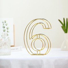 GOLD 8″ tall 3D Metal Wire Number 6 Party Wedding Reception Backdrop Supplies