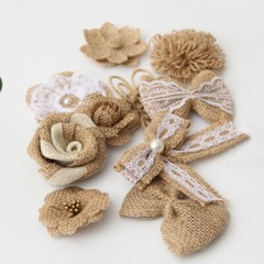 24PCS making burlap flowers flower brooch craft in 1 Set Small flowers for