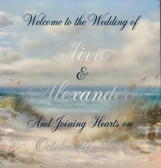 Beach Wedding Welcome Sign, Coastal Oceanside Landscape Canvas, Tropical