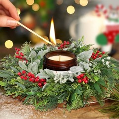 22″ Realistic Christmas Wreath with Red Berries, Winter Eucalyptus Artificial…