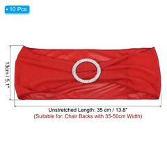 10Pcs 14″x5″ Stretch Chair Sashes Bows Chair Bands Sash with Buckle Red