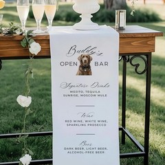 Custom Dog Wedding Open Bar Sign Fabric Pet Menu Banner